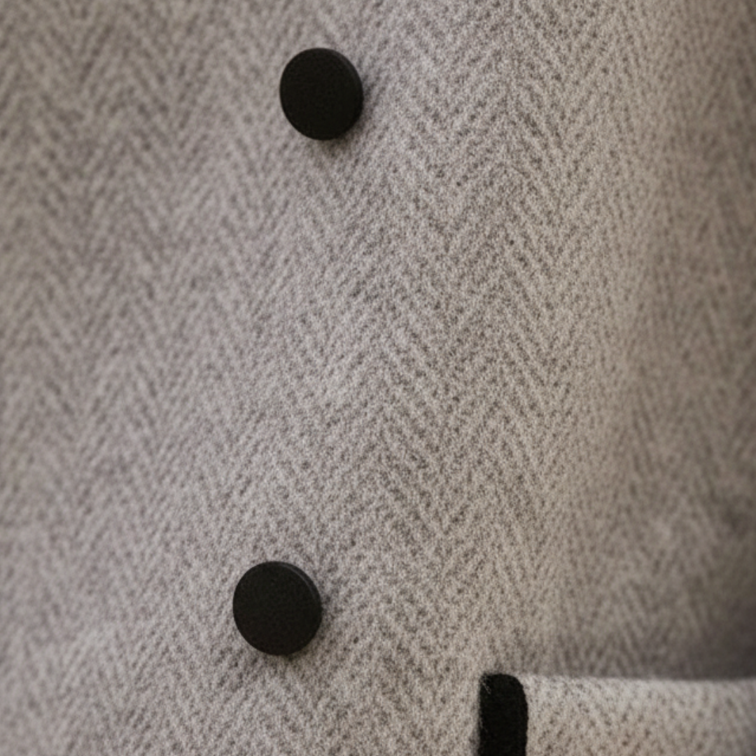 Cappotto in tweed di lana doppiopetto grigio da donna per l&