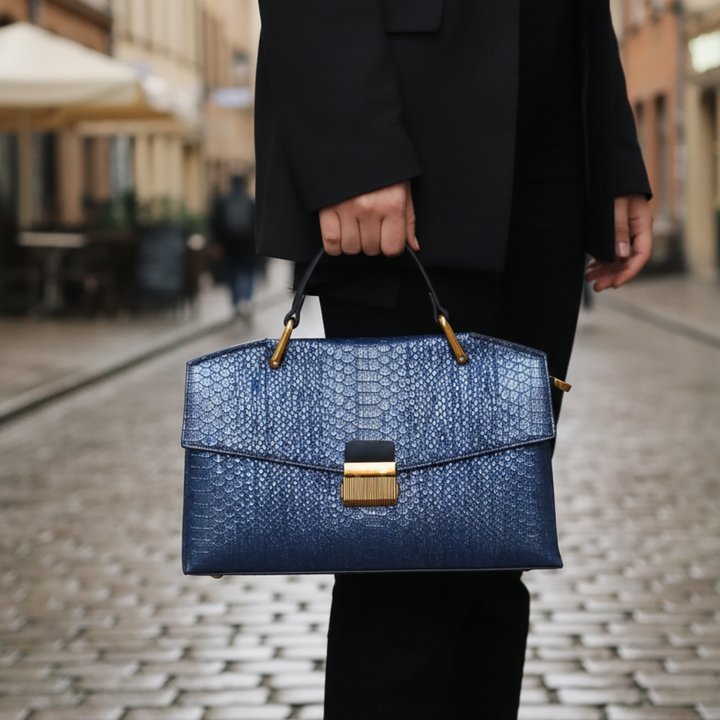 Blue Synthetic Leather Women&