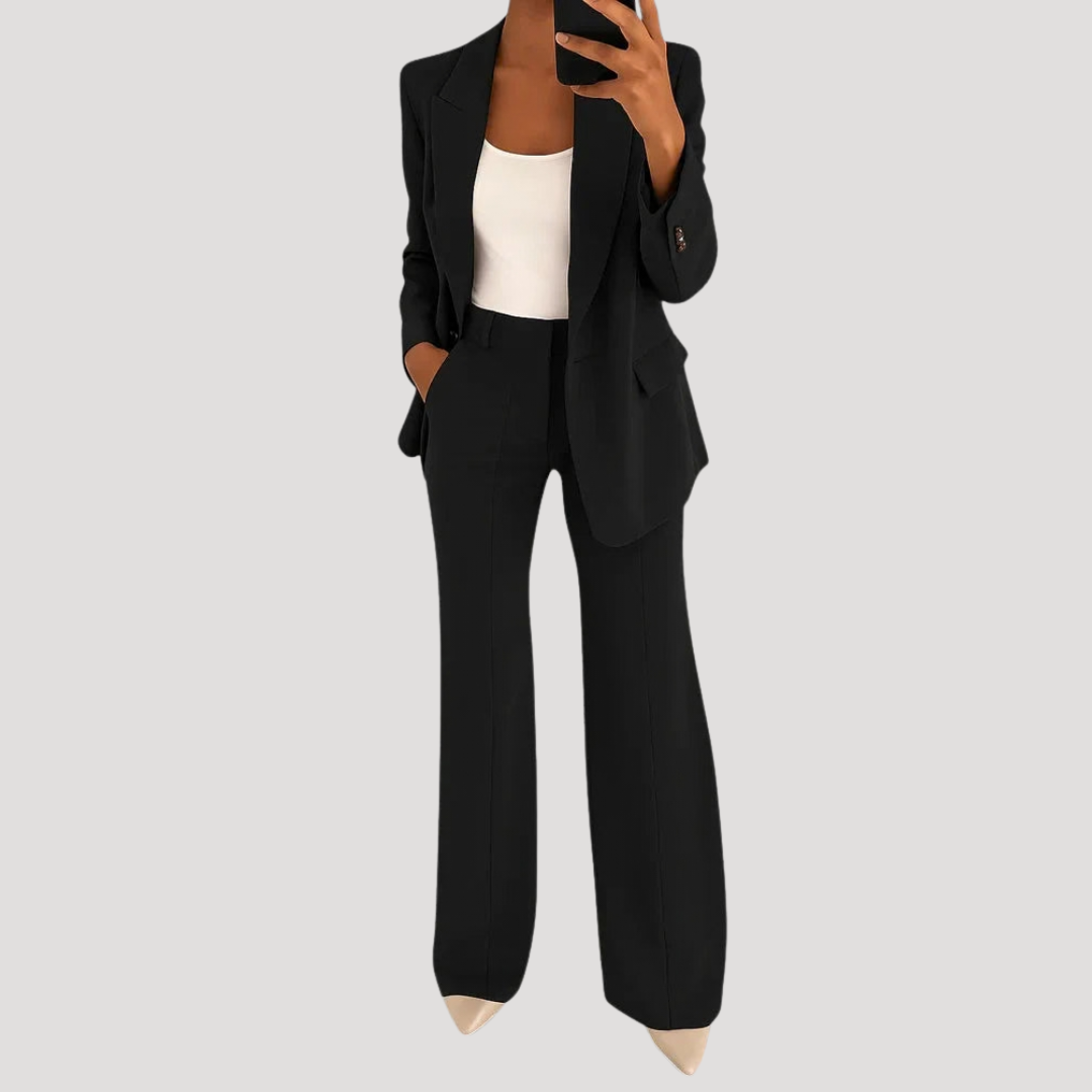 Elegant Slim Fit Sleeveless Smart Silk Suit with Buttons for Women