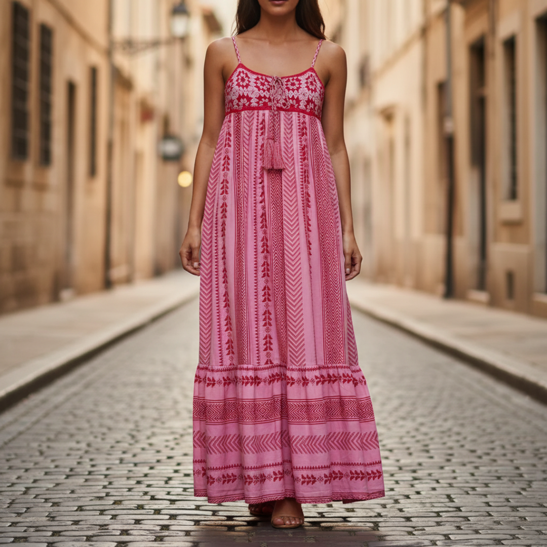 Women's Geometric Floral Maxi Dress | Elegant Summer Sleeveless Gown 1