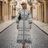 Women's Lightweight Cream Long Dress | Elegant A-Line Spring Autumn Wear