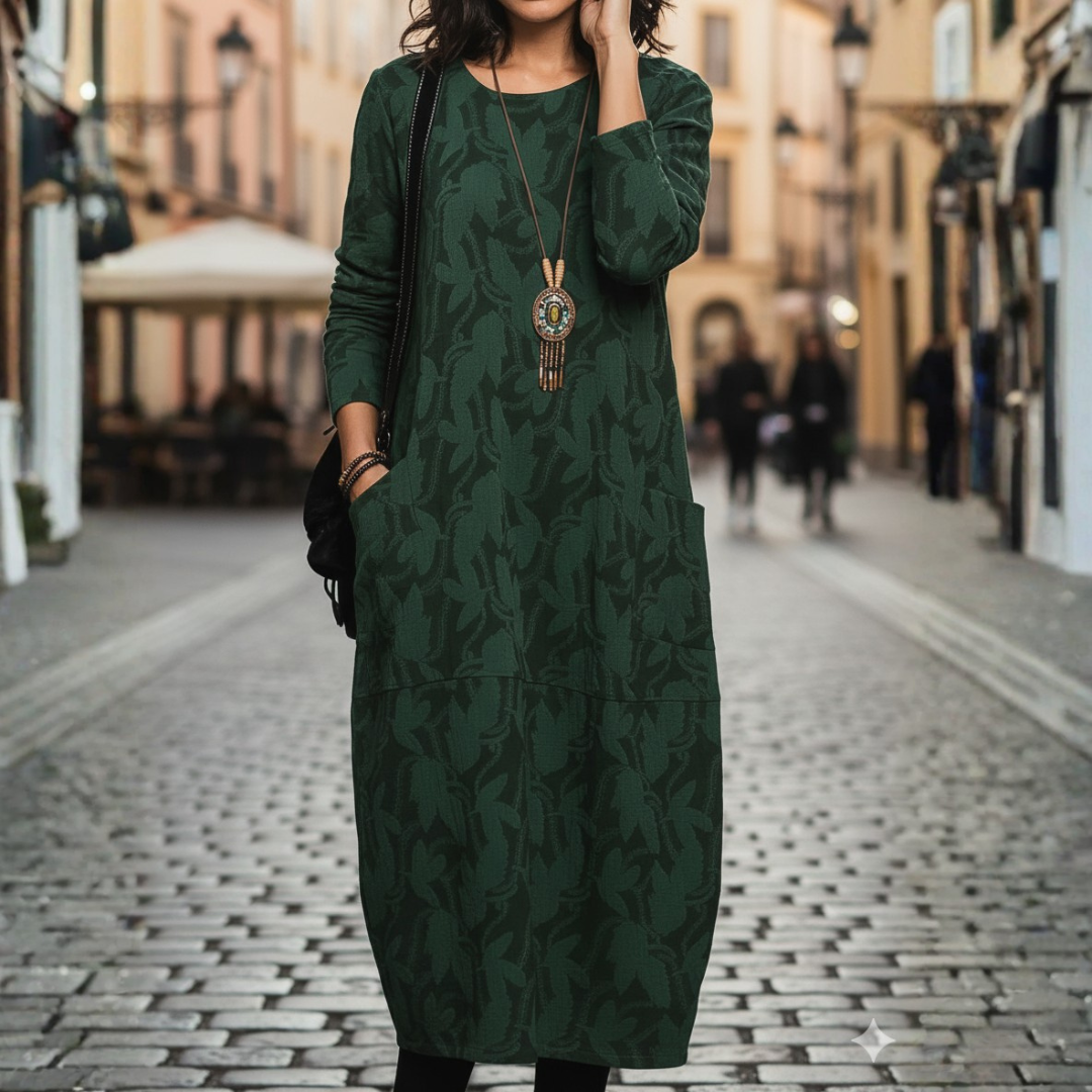 Women's High-Quality Midi Dress | Elegant Long Sleeve Casual Plus Size Dresses 1