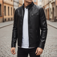 Men's Biker Style Faux Leather Jacket