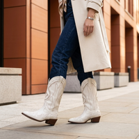 Women's Western Boots with Embroidery and Mid Heel