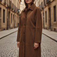 Elegant Long Brown Women's Coat