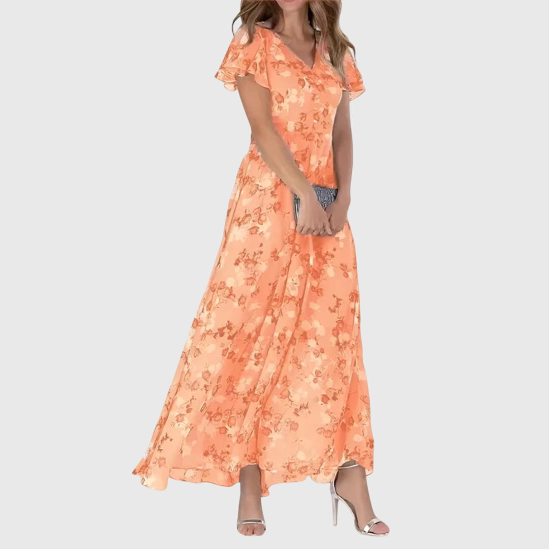 Women's Velvet Floral Dress | Elegant Sleeveless Slim Fit Evening Gown 1