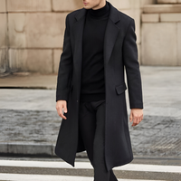 Men's Classic Single-Breasted Knee Length Overcoat