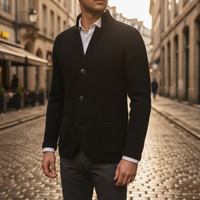 Men's Double-Breasted Coat with High Collar