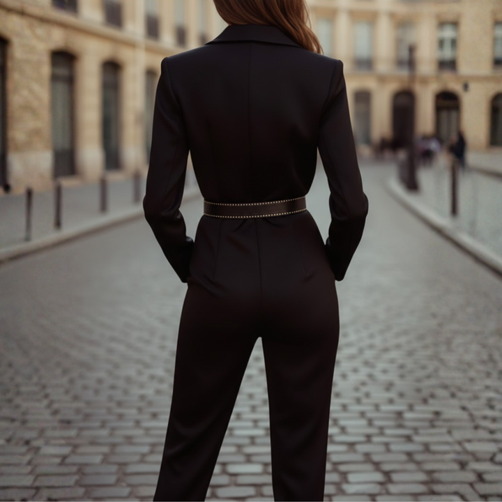 Sort jumpsuit til kvinder i teknisk stof
