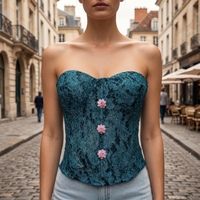 Teal Green Strapless Lace Corset for Women