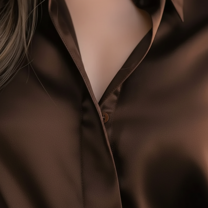 Camicia da donna in raso a maniche lunghe