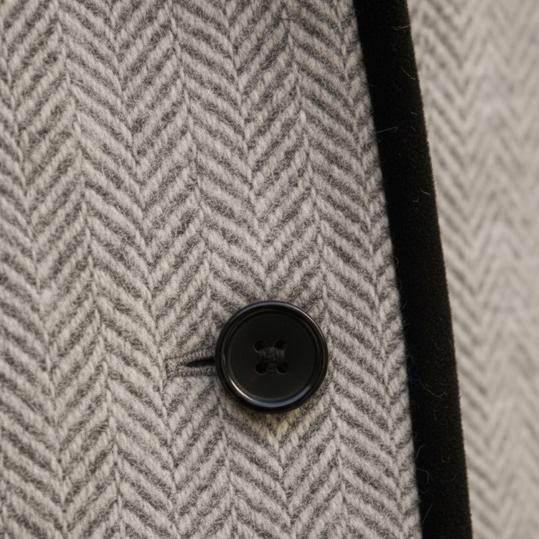 Cappotto in tweed di lana doppiopetto grigio da donna per l&