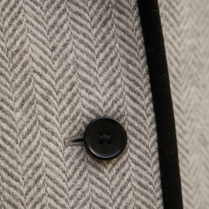 Cappotto in tweed di lana doppiopetto grigio da donna per l&