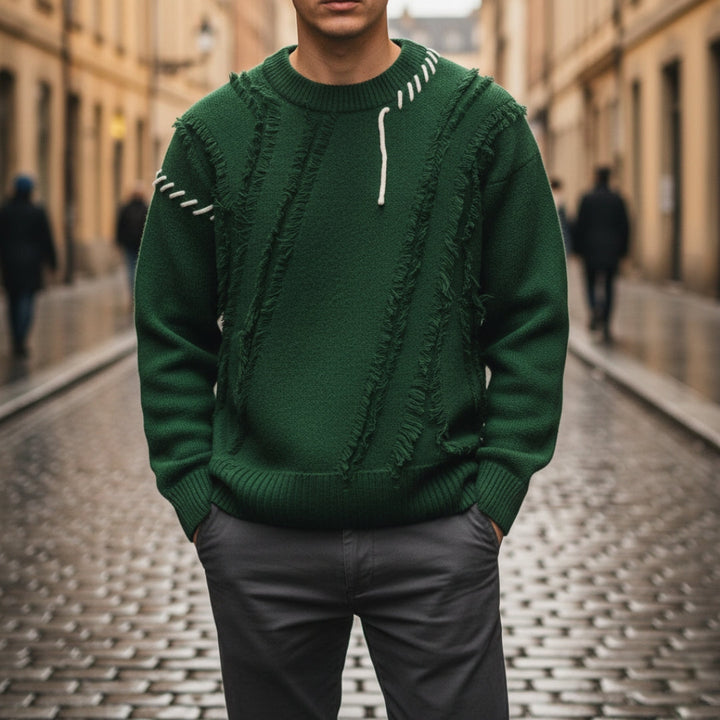 Oversized sweater til mænd med slidte detaljer