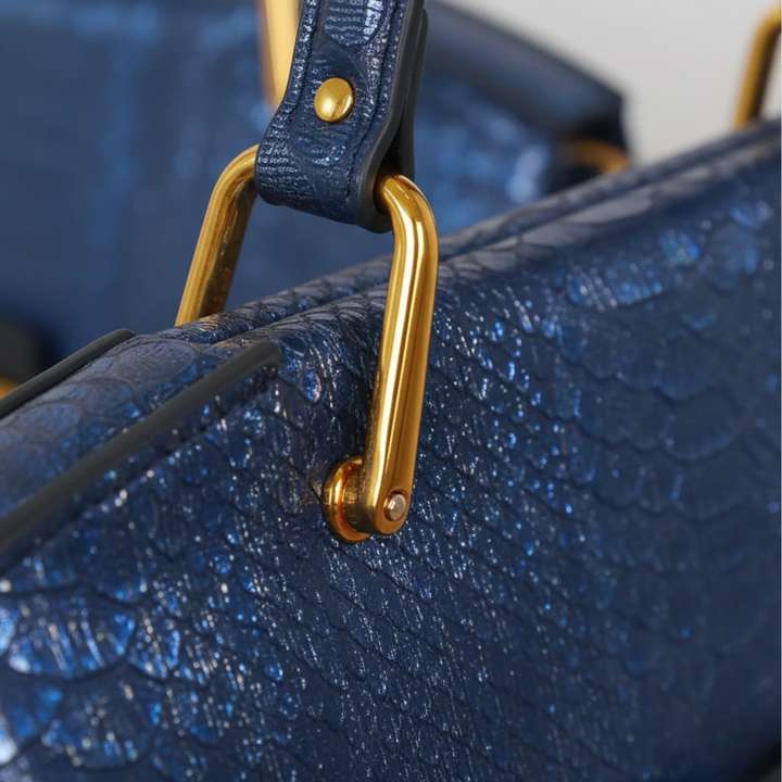 Blue Synthetic Leather Women&