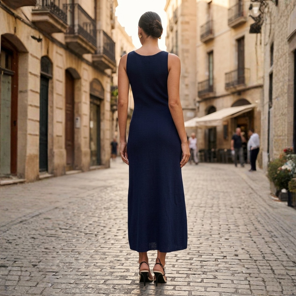 Women's Ribbed Knit Maxi Dress | Elegant Sleeveless Summer Dress 2