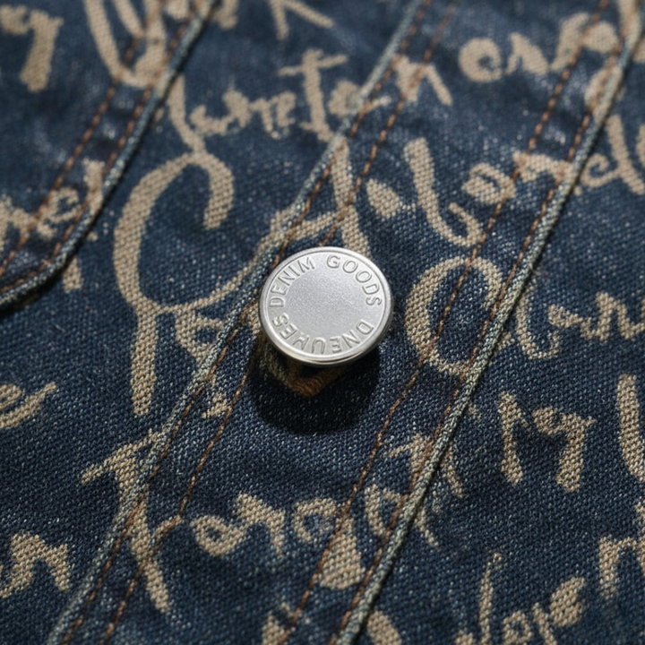Giacca in denim da uomo con stampa