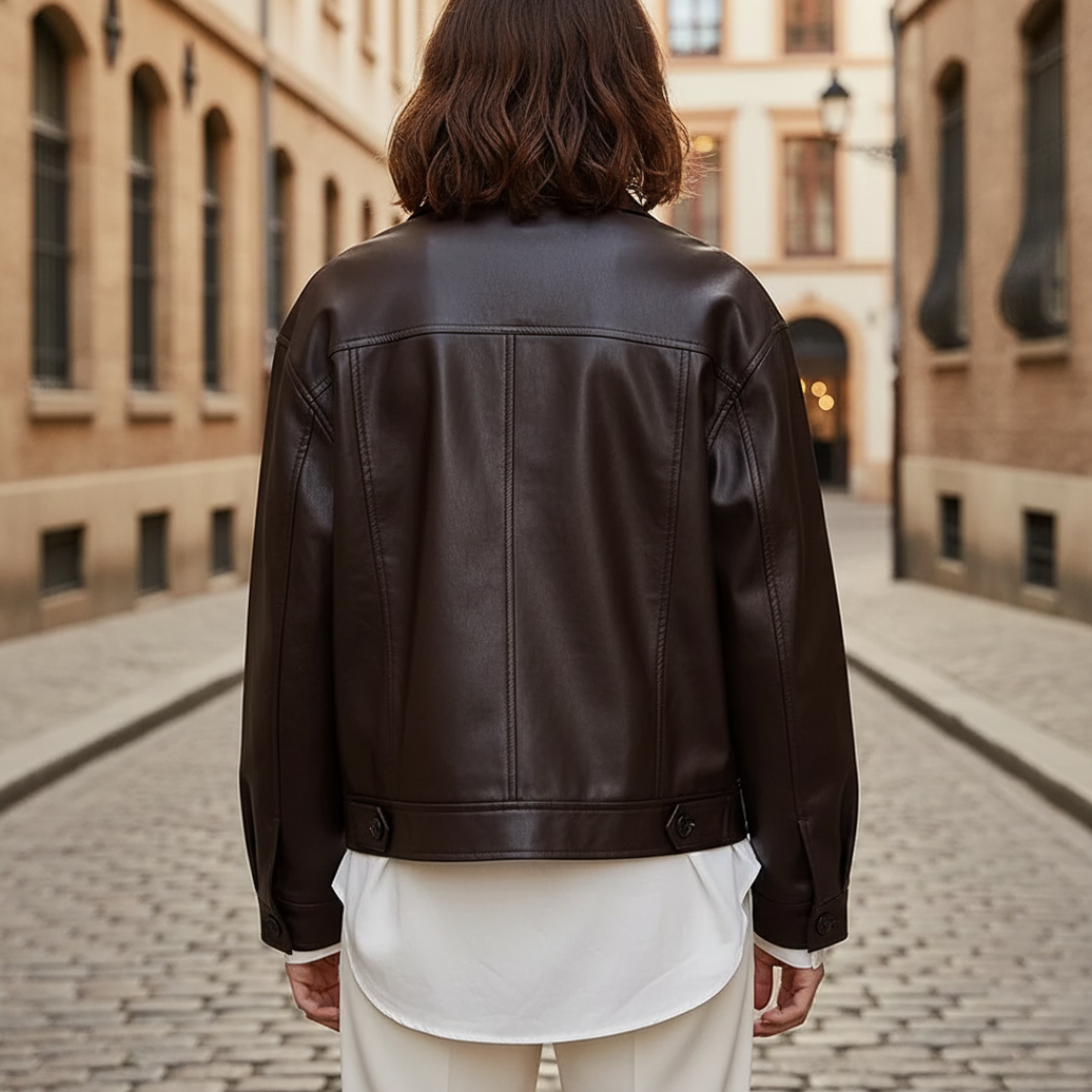 Giacca da donna in pelle sintetica con bottoni