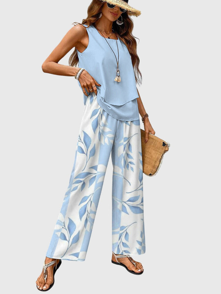Elegant Summer Set for Women in Velvet, Sleeveless Slim Fit with Buttons