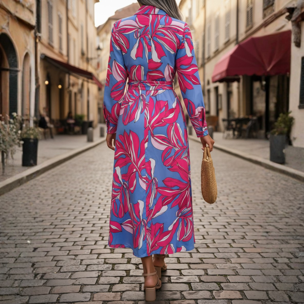 Women's Floral Print Maxi Dress | Elegant Long Sleeve Ankle-Length Spring Dress 2