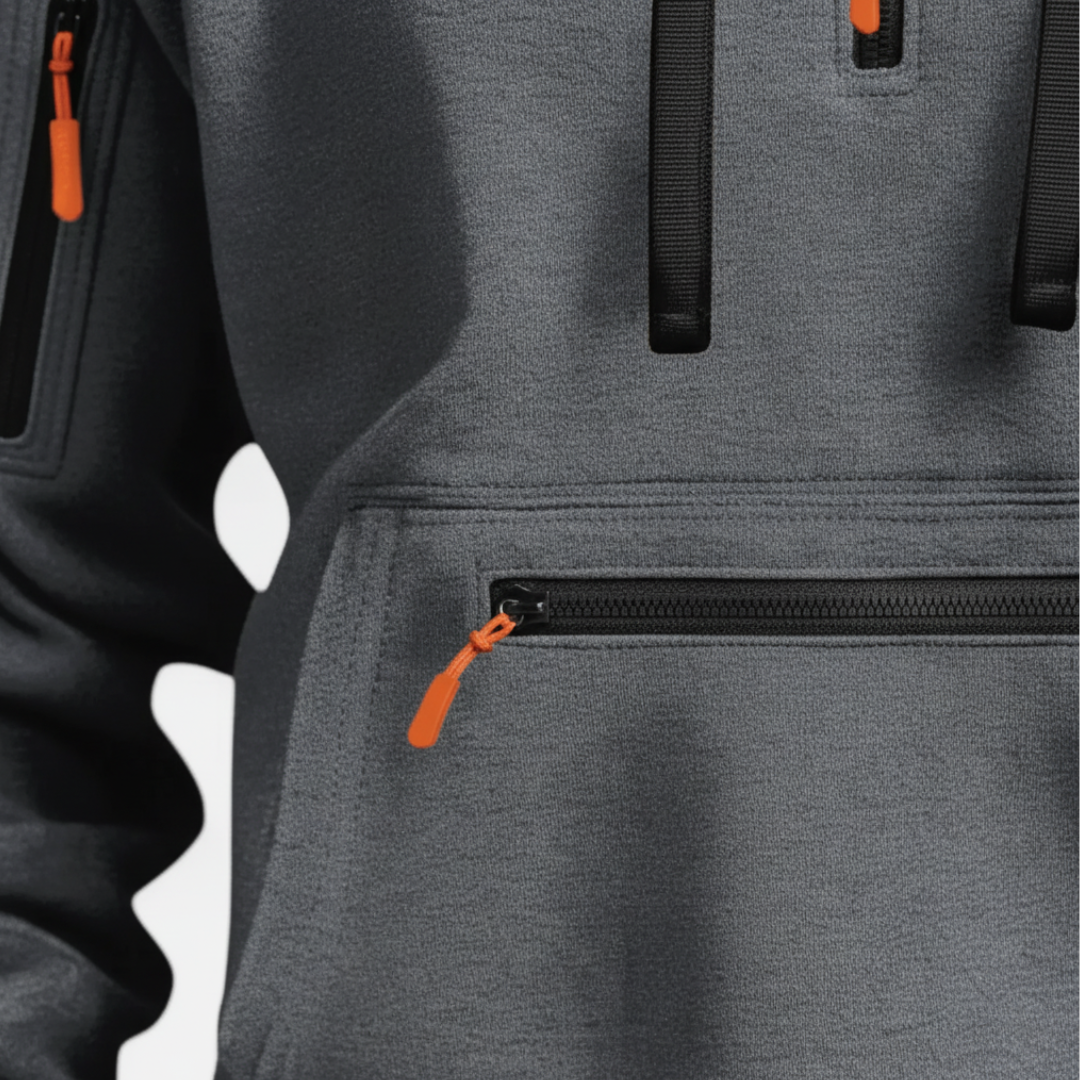 Felpa tecnica da uomo con zip e tasche