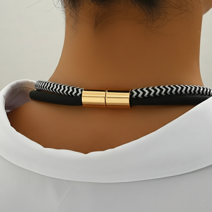 Set Necklace and Bracelet for Women with Tubular Elements