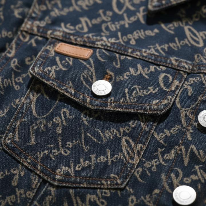 Giacca in denim da uomo con stampa