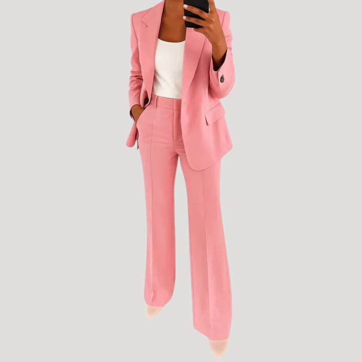 Elegant Slim Fit Sleeveless Smart Silk Suit with Buttons for Women