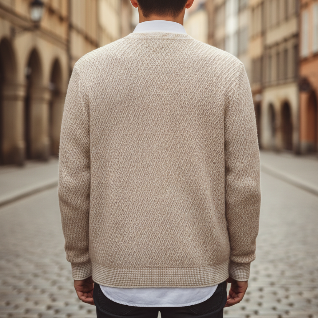 Pullover girocollo da uomo con motivo melange