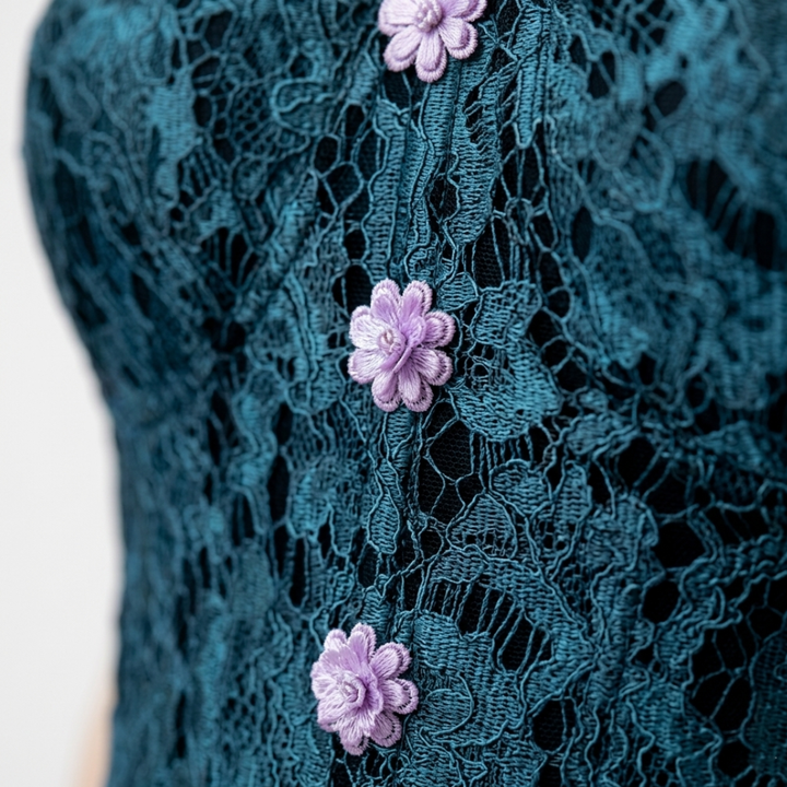 Teal Green Strapless Lace Corset for Women