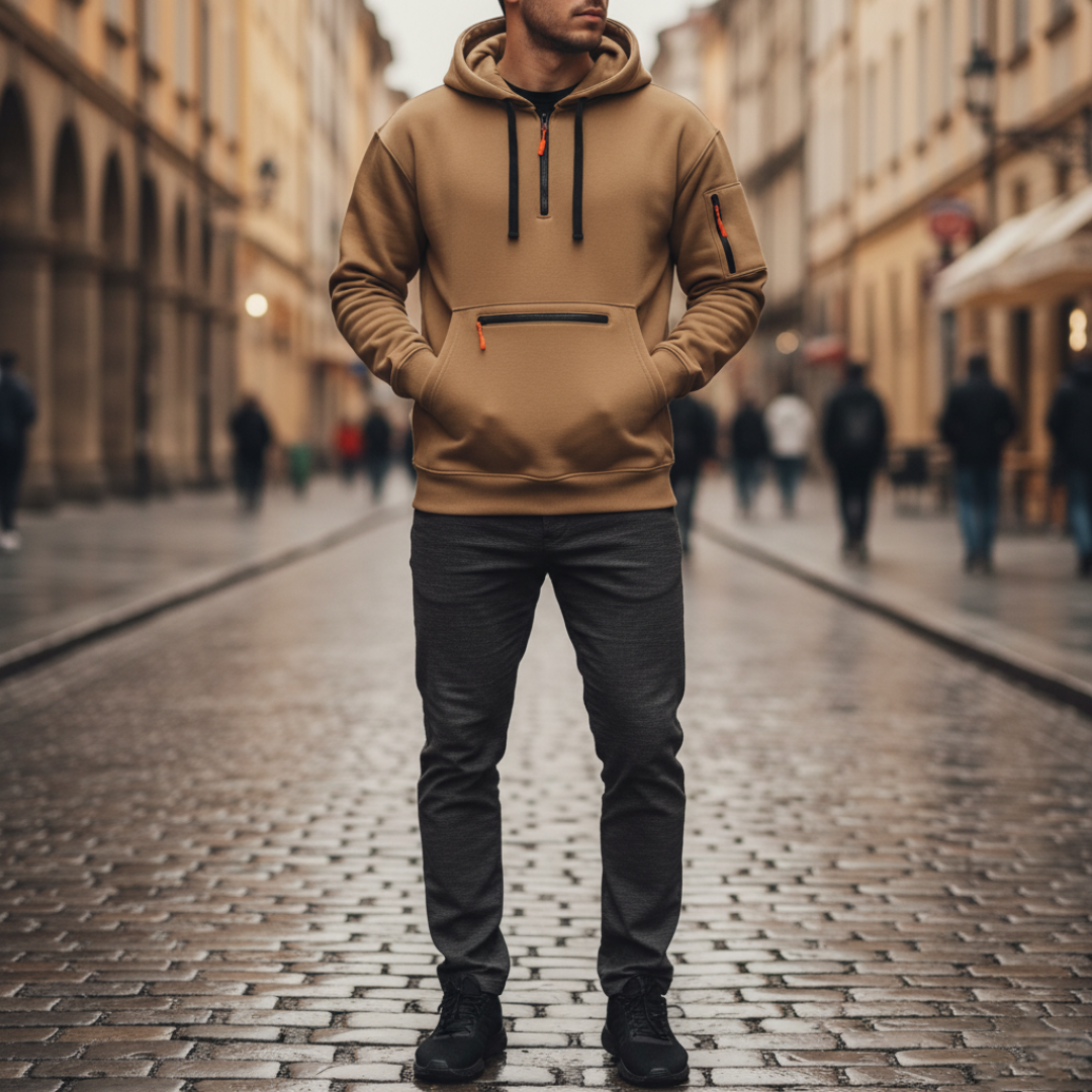 Felpa tecnica da uomo con zip e tasche