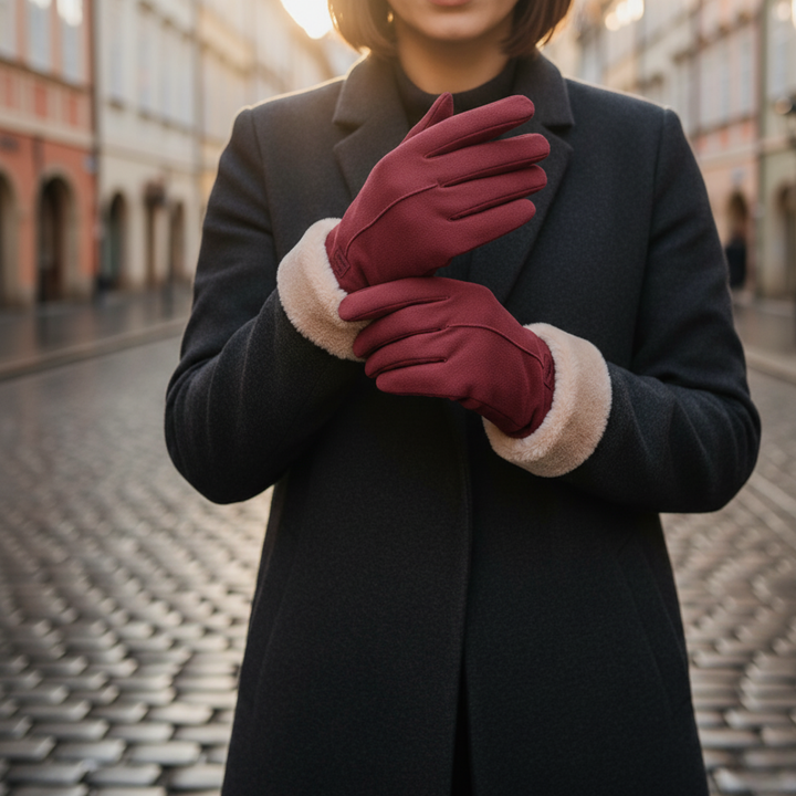 Guanti da donna con pelliccia sintetica