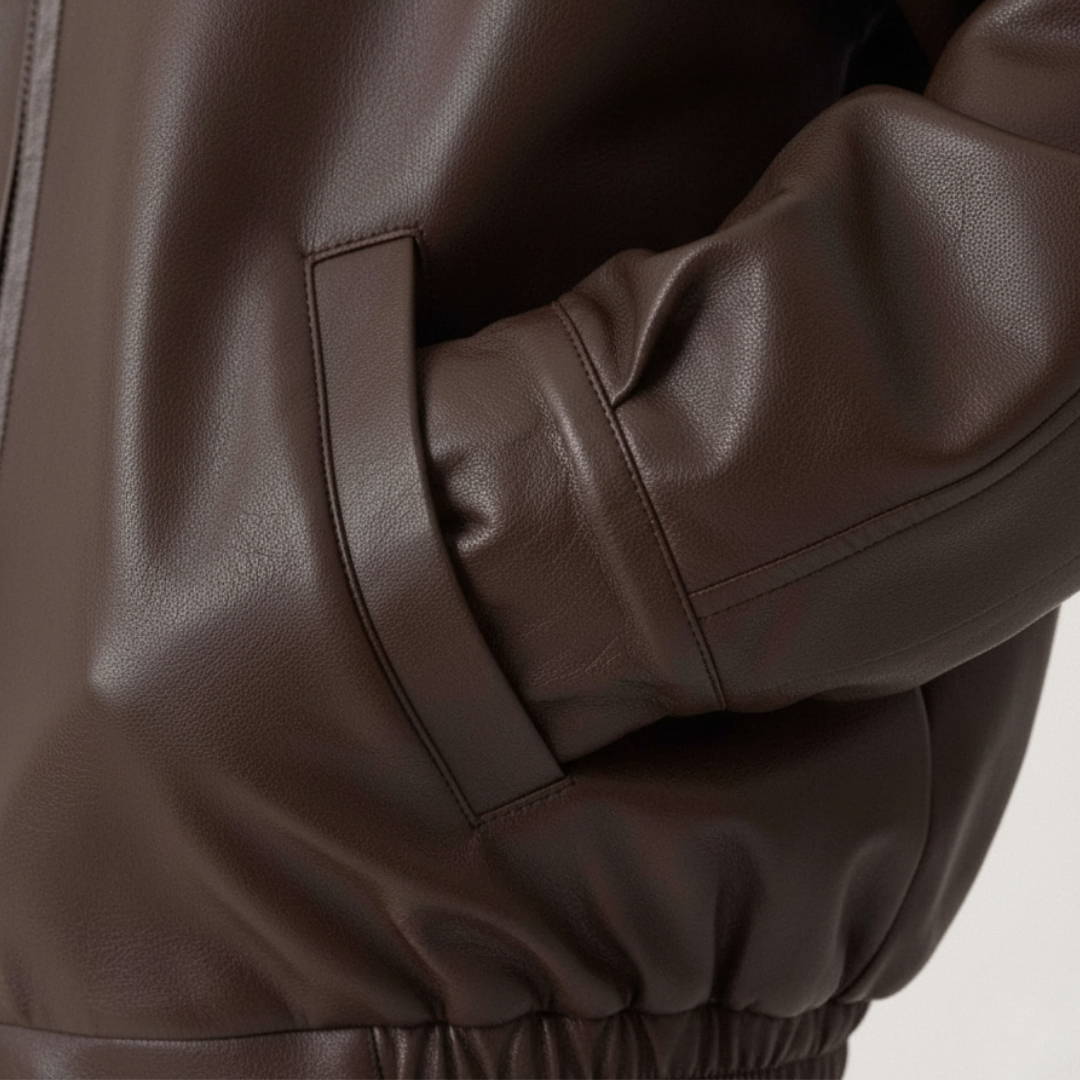Bomber oversize da donna in tessuto effetto pelle