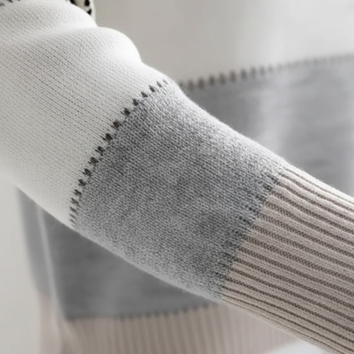Sweater til kvinder med leopardprint og farveblokke