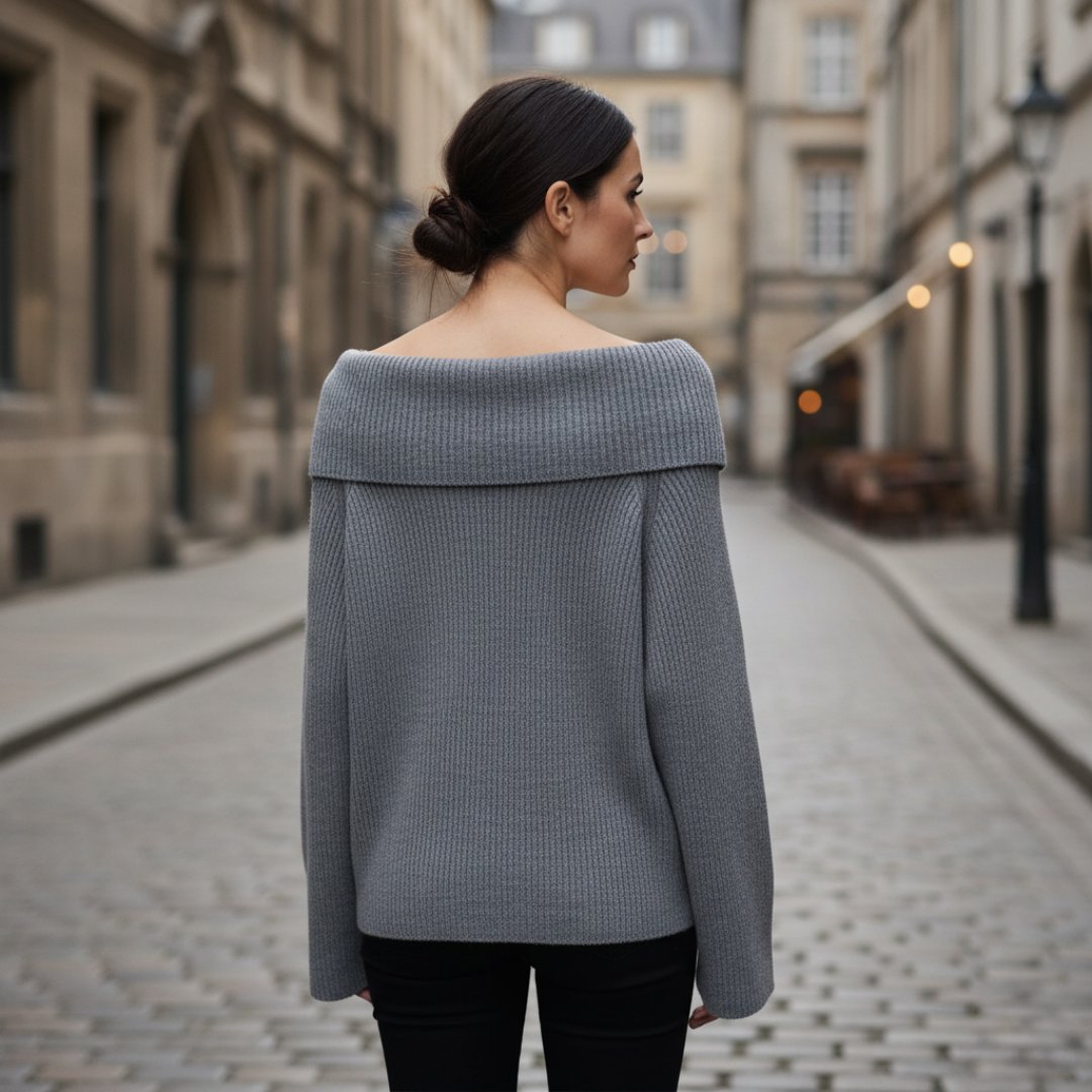 Ribbet off-shoulder-top til kvinder i blandede stoffer