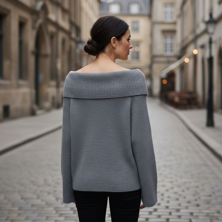 Ribbet off-shoulder-top til kvinder i blandede stoffer