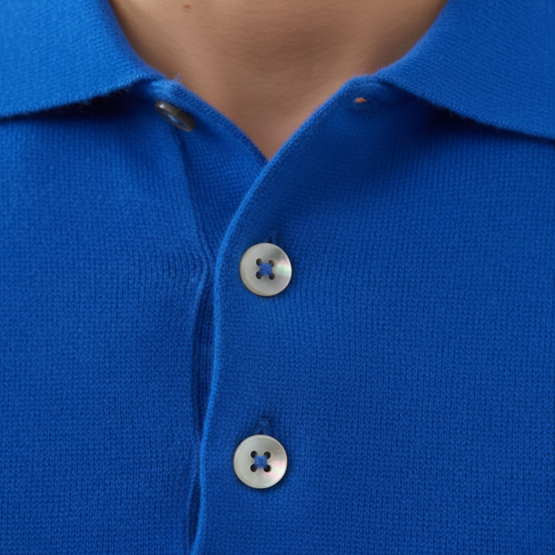 Polo lavorata a maglia da uomo a maniche lunghe