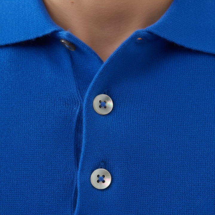 Polo lavorata a maglia da uomo a maniche lunghe