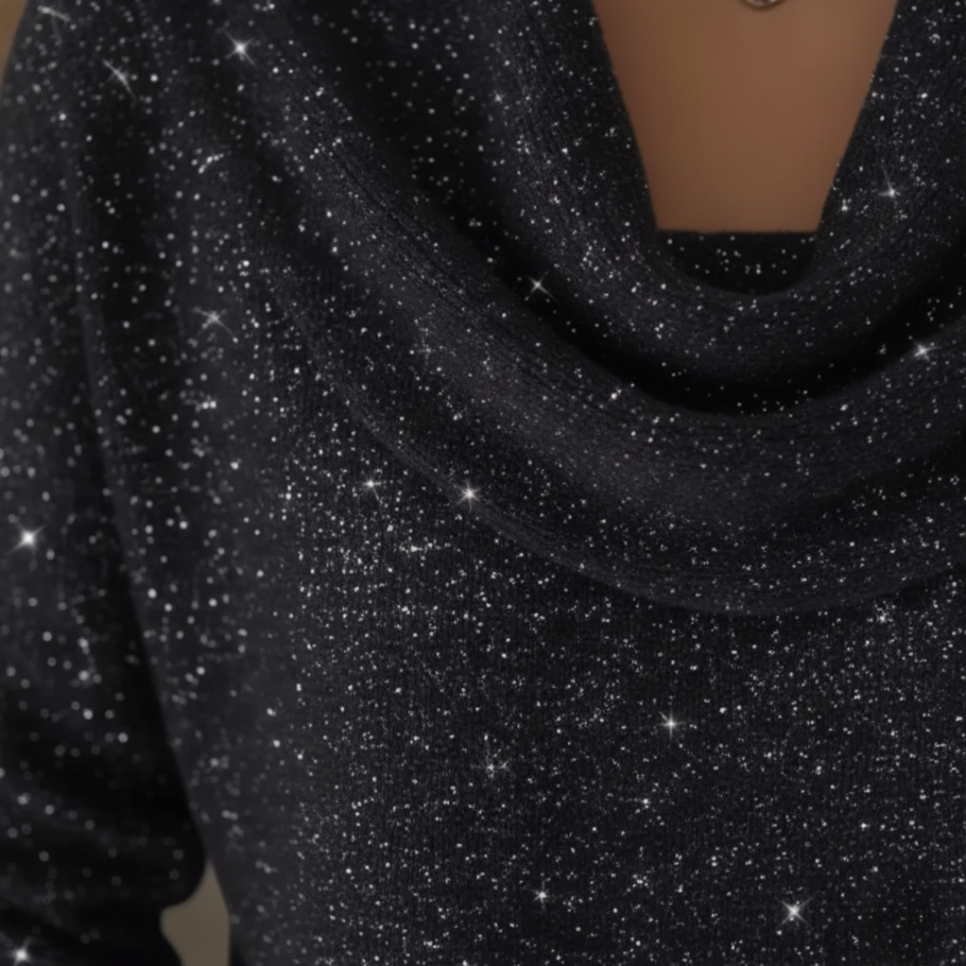 Maglione da donna in lurex con collo alto