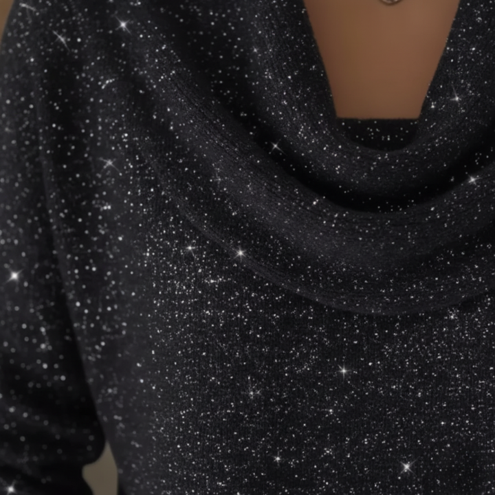 Maglione da donna in lurex con collo alto