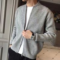 Men's Full-Zip Ribbed Knit Cardigan Sweater