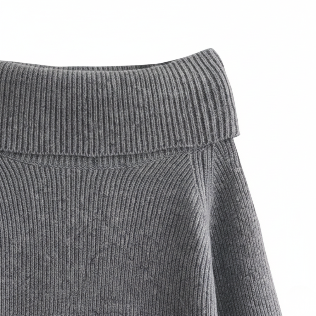 Ribbet off-shoulder-top til kvinder i blandede stoffer