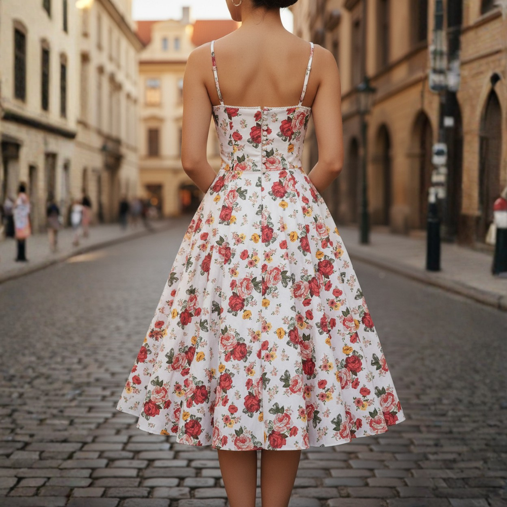 Women's Satin Midi Dress | Elegant Flowing Summer Cocktail Dress with Structured Bodice 2