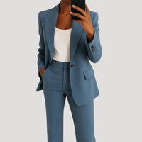Elegant Slim Fit Sleeveless Smart Silk Suit with Buttons for Women