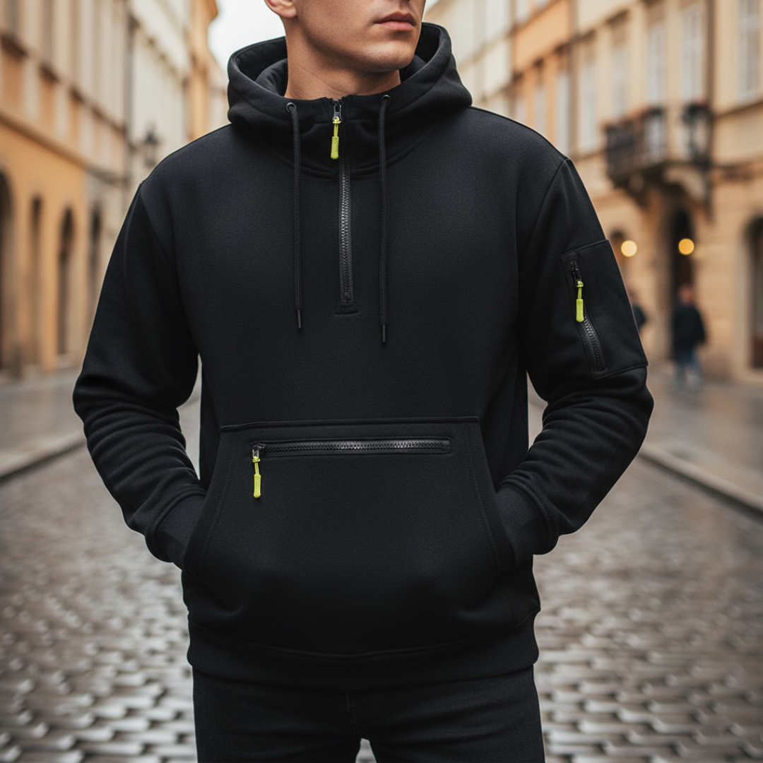 Felpa tecnica da uomo con zip e tasche