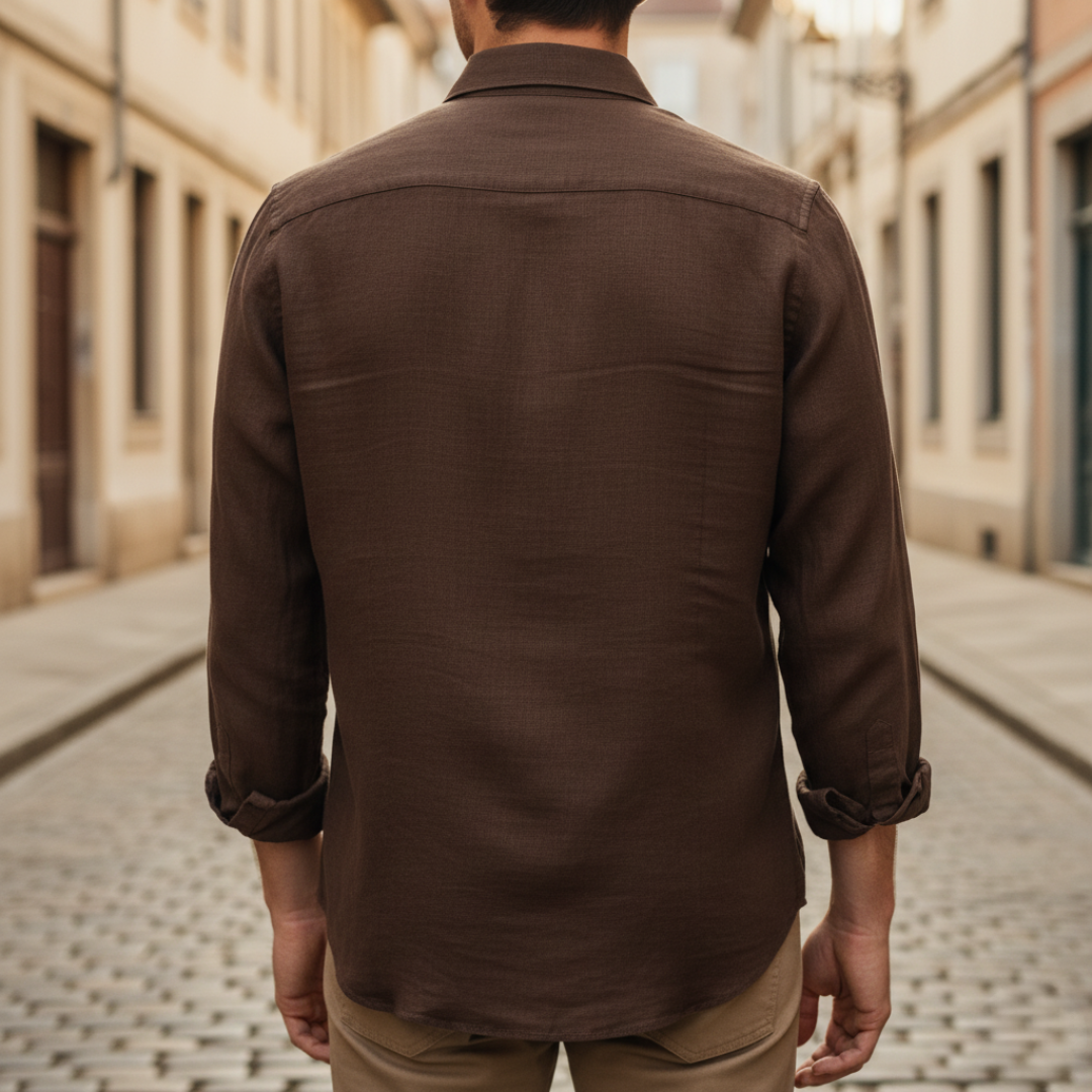 Camicia casual da uomo in tessuto misto