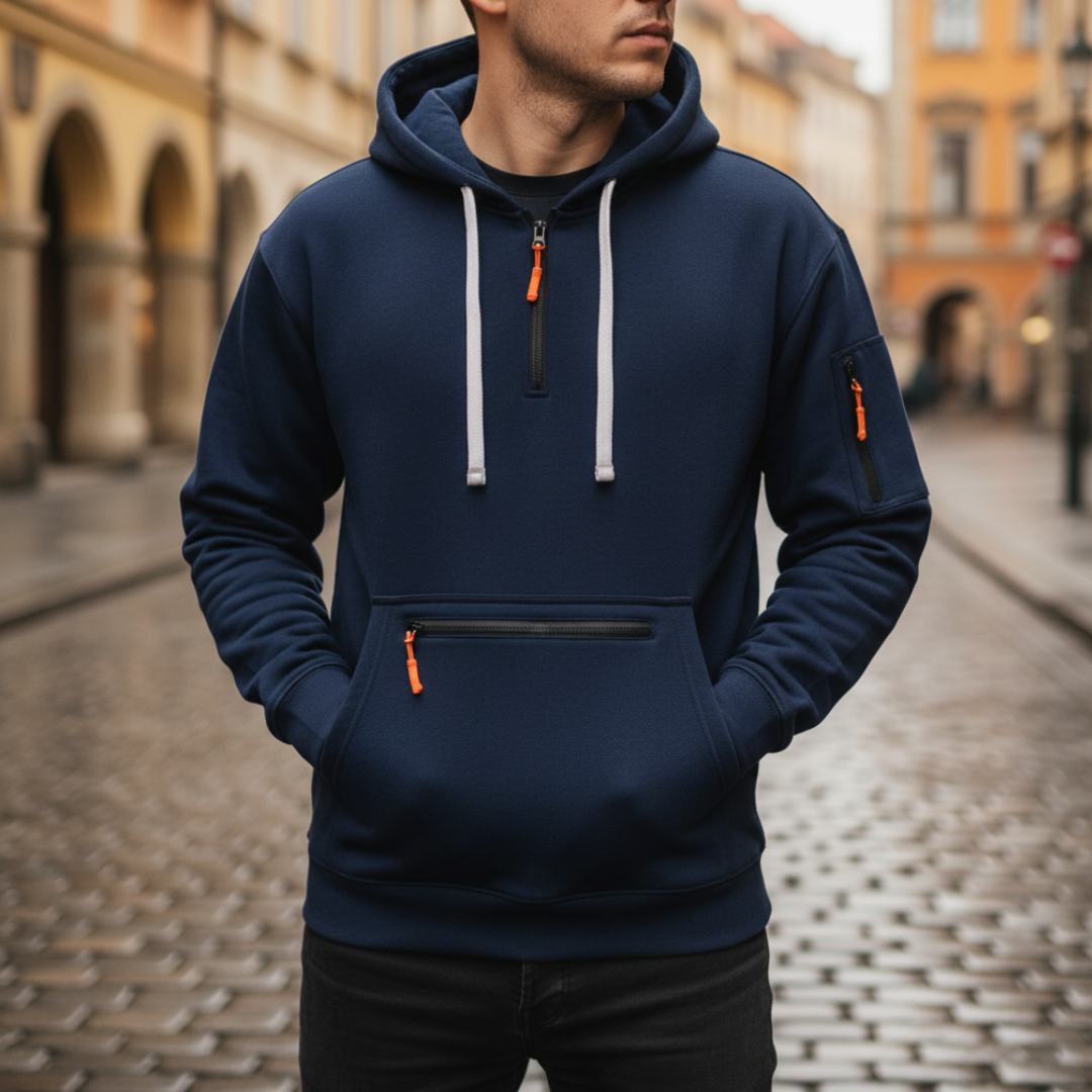 Felpa tecnica da uomo con zip e tasche