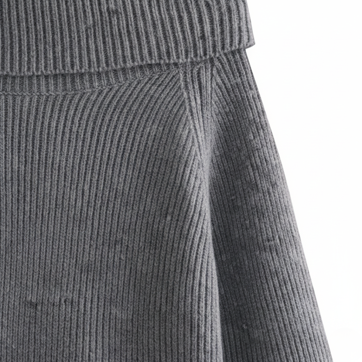 Ribbet off-shoulder-top til kvinder i blandede stoffer