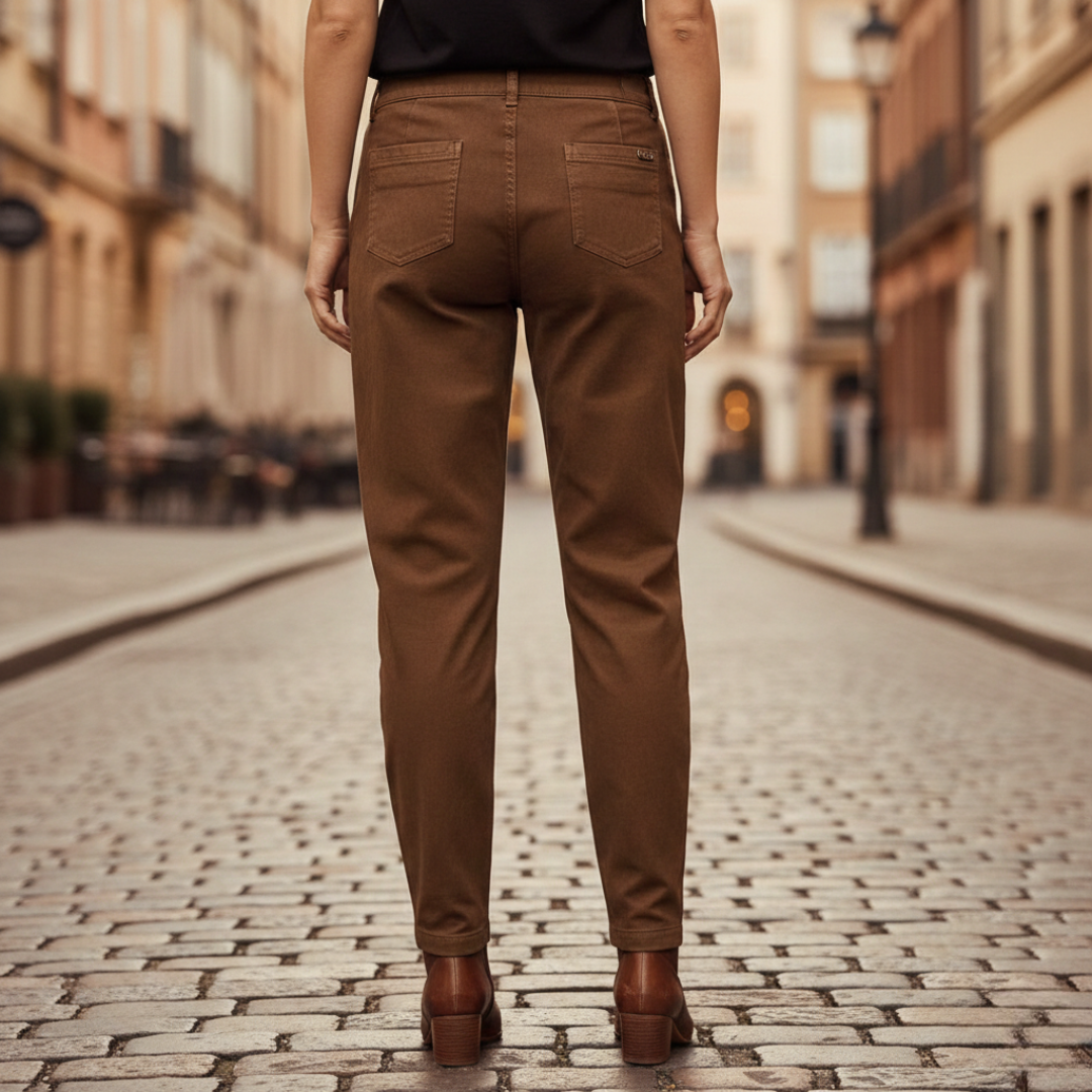 Cotton and Polyester Pants with Elastic Waist for Women
