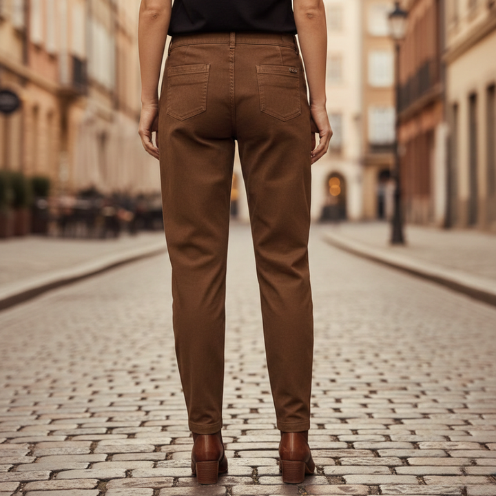 Cotton and Polyester Pants with Elastic Waist for Women